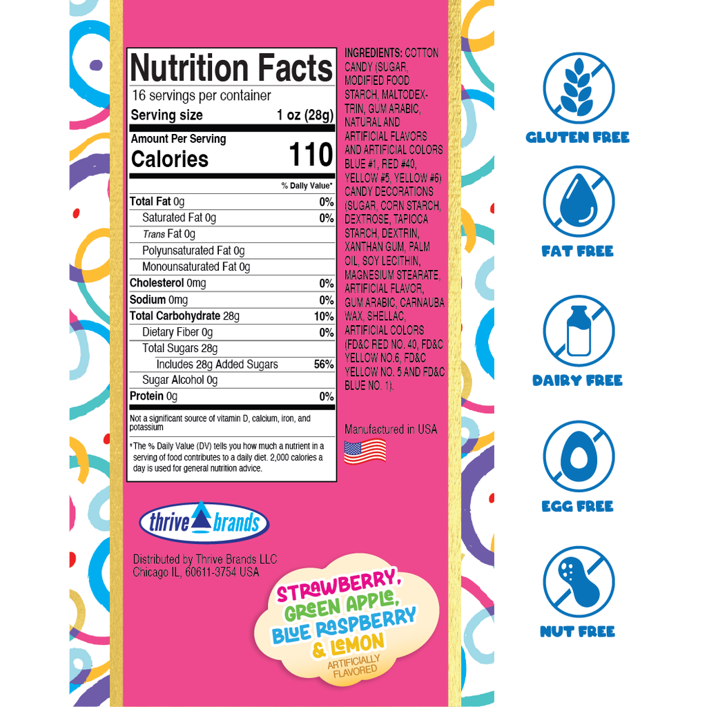 Rainbow 13oz Jumbo Cotton Candy Cake