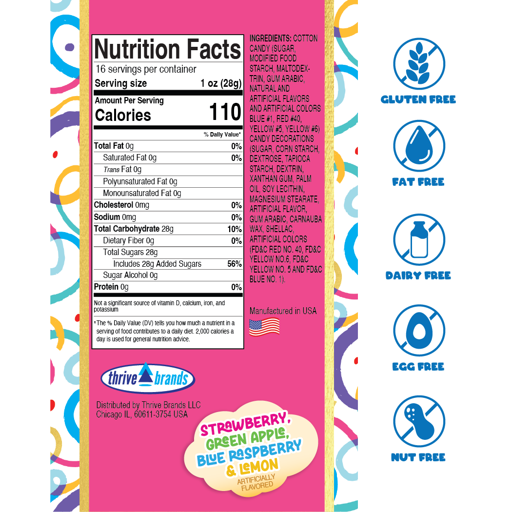 Rainbow 13oz Jumbo Cotton Candy Cake