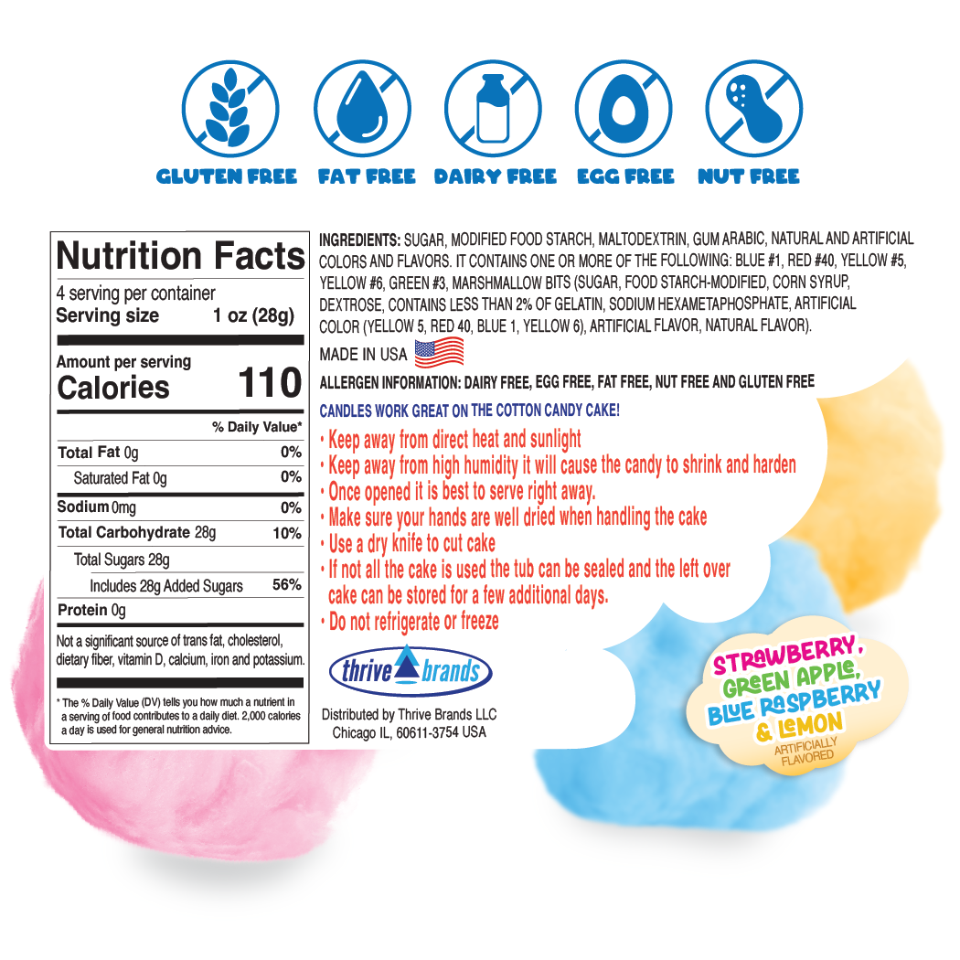 Rainbow 4.2oz Cotton Candy Cake